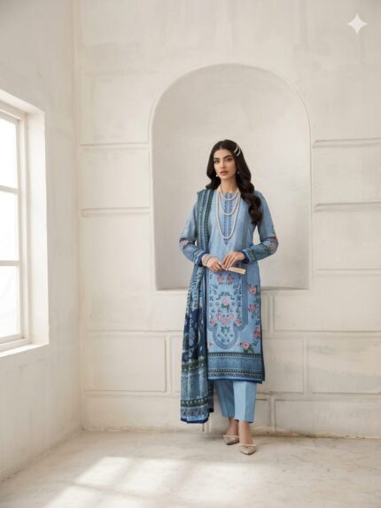 Fiza Noor Sky Bloom 3-Piece Printed Suit